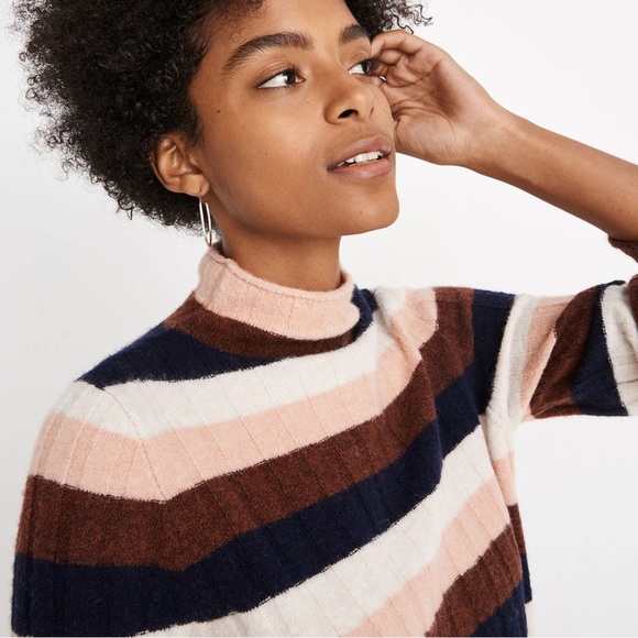 Women’s Madewell Striped Evercrest Turtleneck Sweater in Coziest Yarn Size XS - Picture 2 of 7